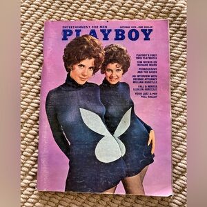 Vintage Playboy Magazine October 1970 Original Issue First Twin Playmates Cover